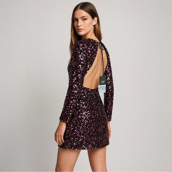 Zara Festive Days Pink Sequin Mini Dress | Size M | Barbicore Glam New With Tags - Picture 14 of 14
